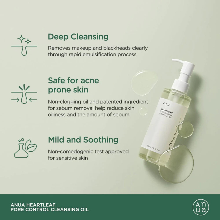 Anua Heartleaf Pore Control Cleansing oil غسول ,زيتي تنظيف لتحكم بالمسام