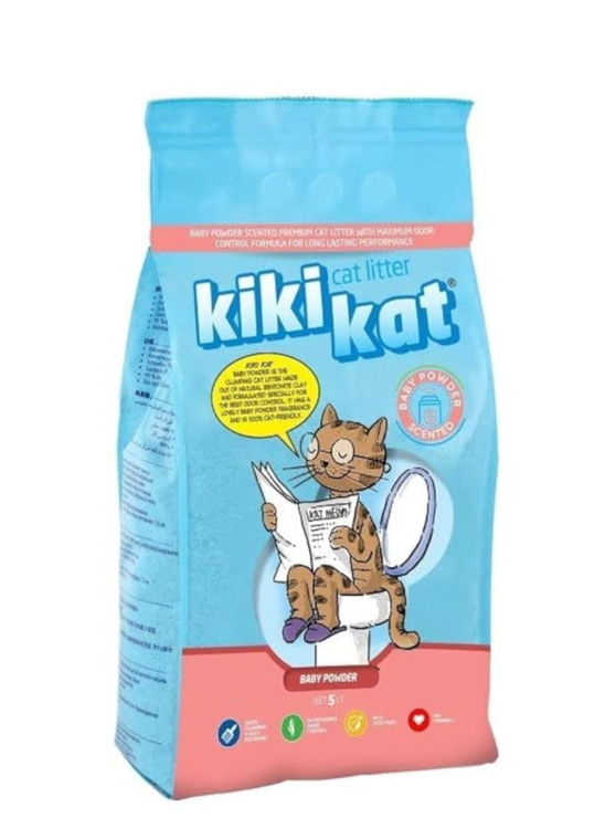 رمل كيكي كات (Kiki Kat) للقطط – بنتونيت أبيض فائق التكتل