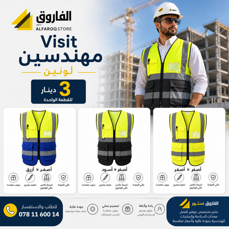 سترة عاكسة مهندسين 2 لون 