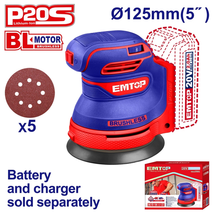     ماكنه حف دائري 20V جديد  شحن بدون بطاريه   مع 5 ورقات     ELROS2002