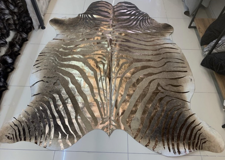 Genuine zebra Cowhide rug
