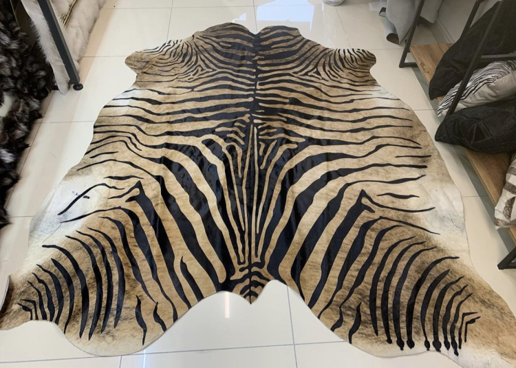Genuine zebra Cowhide rug