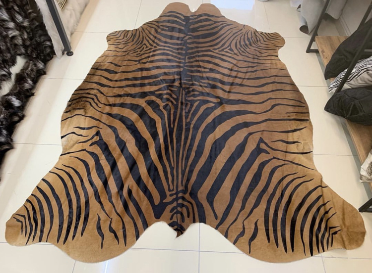 Genuine zebra Cowhide rug