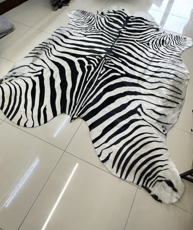 Genuine zebra Cowhide rug
