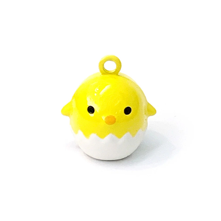  تعليقة أطواق قطط جرس صغير بتصميم فرخ أصفر وأبيض