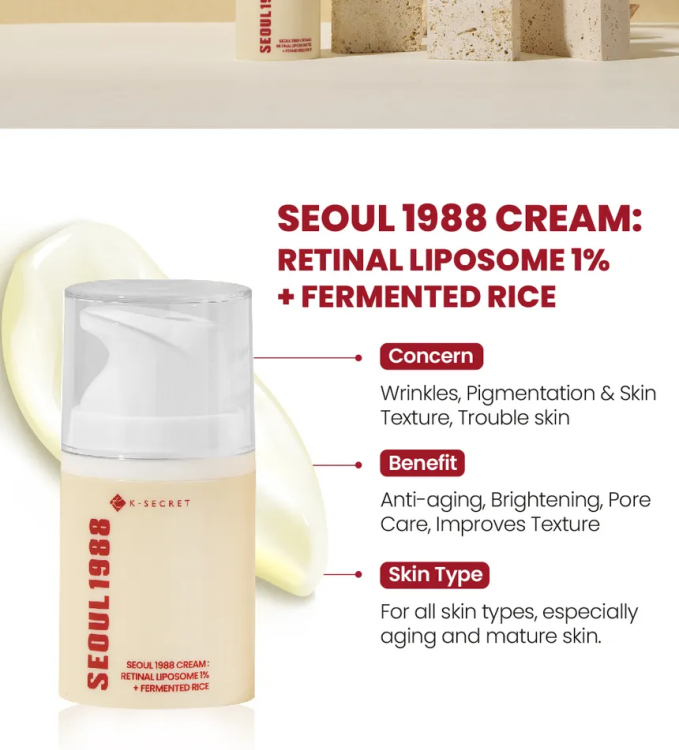 K-SECRET SEOUL 1988 Cream : Retinal Liposome 1% + Fermented Rice