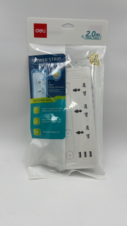 وصلة كهربا 2 متر ٣ مع مداخل usb