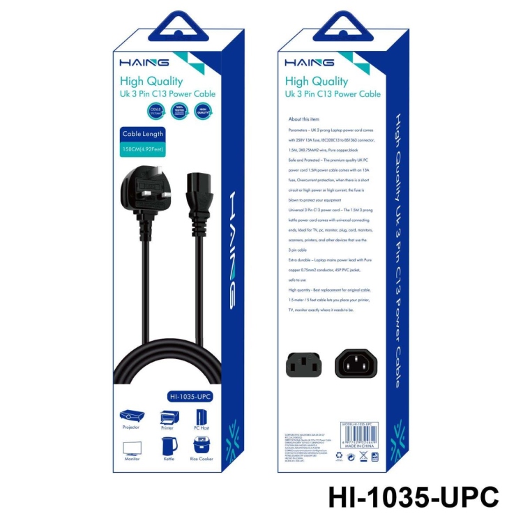 HAING HI-1035-UPC-150C MK 3 PIN TO C5 POWER CABLE 1.5M