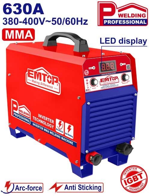 ماكنه لحام الكتروني 630A 3 فاز  سلك اللحام من EWDEM6381    ( MM2.5-6.0) MMA  