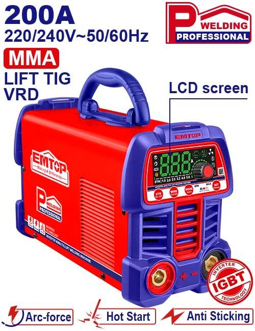 ماكنه لحام الكتروني  200 A  سلك اللحام من EWDEM20611      ( MM1.6-4.0) MMA / TIG    