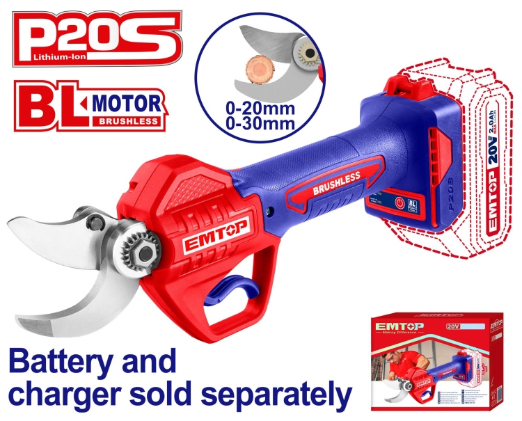 مقص تقليم زراعي شحن جديد بدون بطاريه 20v  يقطع (20 /30 MM) ELSL20305    Brushless Motor 