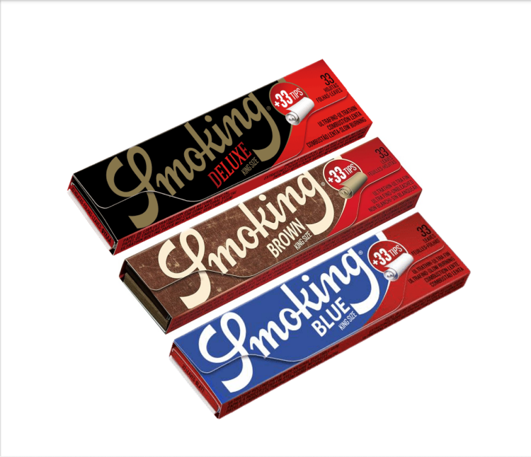 SMOKING - King Size Rolling Paper - 33 Paper + 33 Tips per Booklet - Assorted Types 