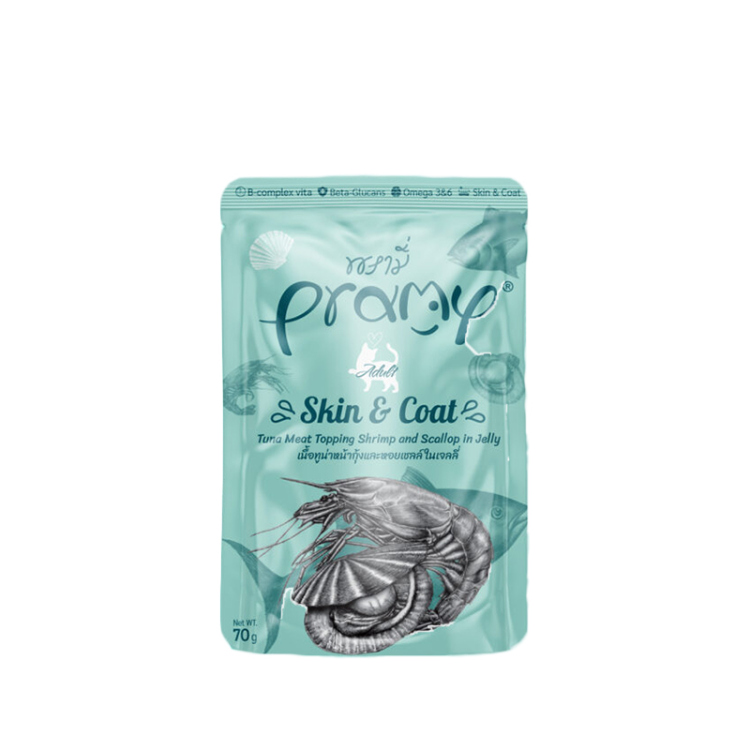 برامي بنكهة التونة مع الجمبري والمحار في جيلي (للعناية بالفرو والجلد)