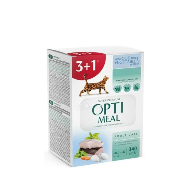 أوبتيميل طعام معلب للقطط البالغة – عبوة مختلطة (1+3)
