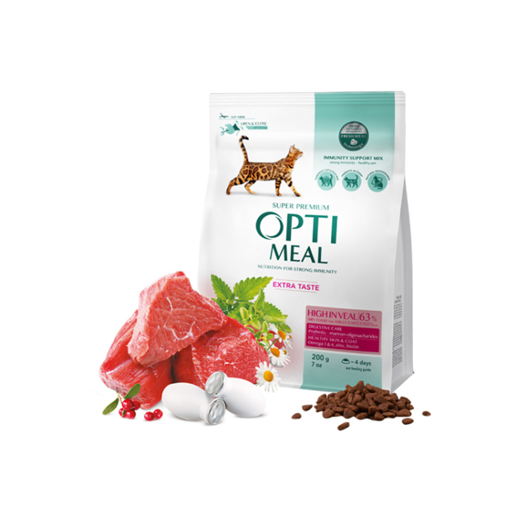 أوبتيميل طعام جاف للقطط البالغة – بنكهة لحم العجل