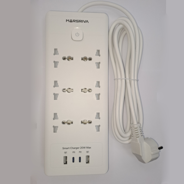 MARSRIVA LC-PS604 ( 6 outlets, 2XUSB-A + 2XPD Type-C ) 3 meter  EU plug   