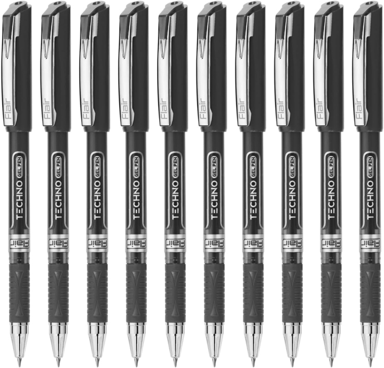 عشر اقلام حبر جاف لون اسود 0.7