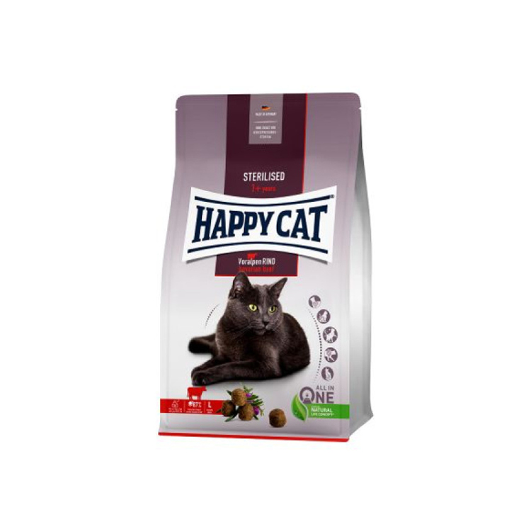 هابي كات طعام جاف للقطط المعقمة بلحم البقر البافاري – +1 سنة