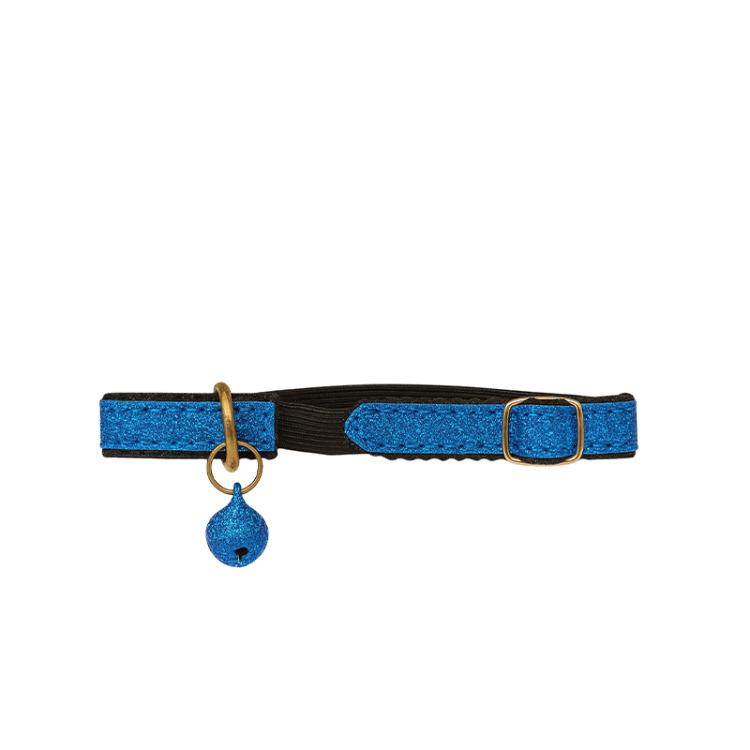 طوق قطط فخم مزين بالجرس – أزرق لامع