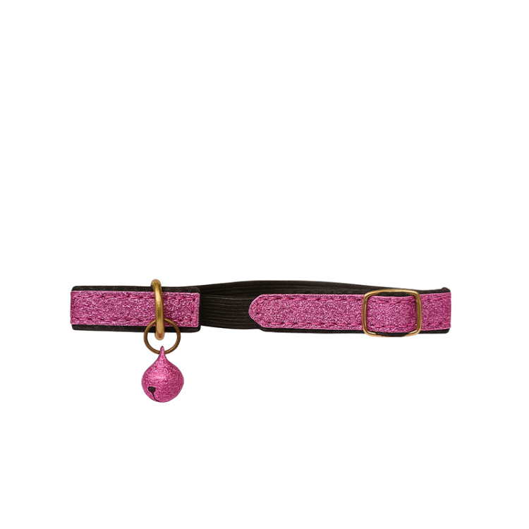 طوق قطط فخم مزين بالجرس – زهري غامق لامع