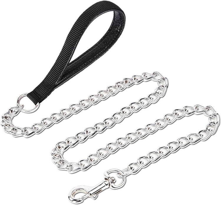 flat chain leash with PU handle