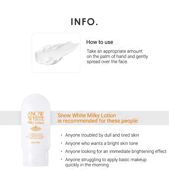 Secret Key Snow White Milky Lotion لوشن تفتيح البشرة العلاجي