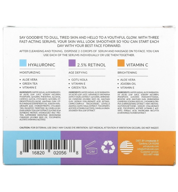 Serum Trio Set, Hyaluronic, Retinol & Vitamin C