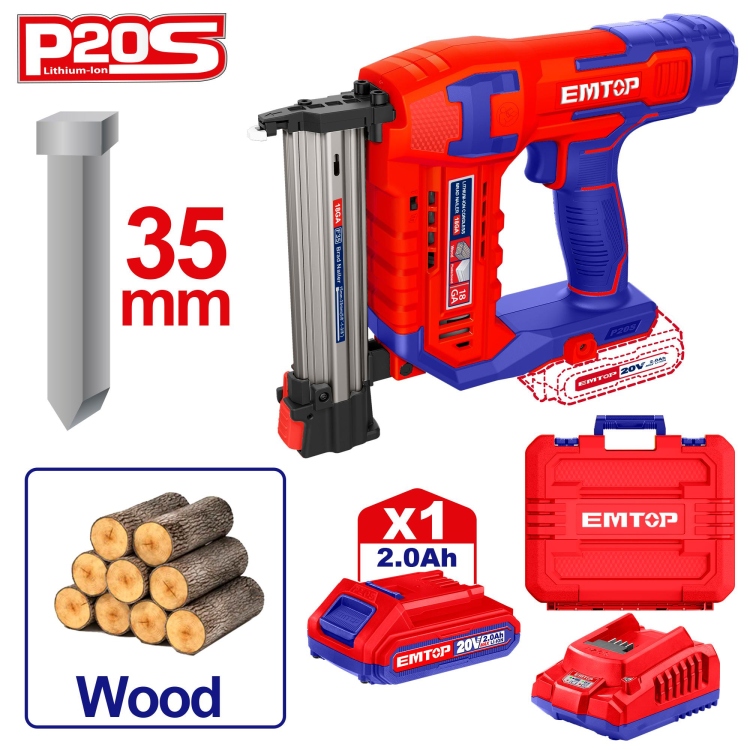 فرد مسمار للخشب  شحن 20V من(15-35 mm ) مع 1 بطاريه 2A و شاحن  ELBNLI35085      SUPER 