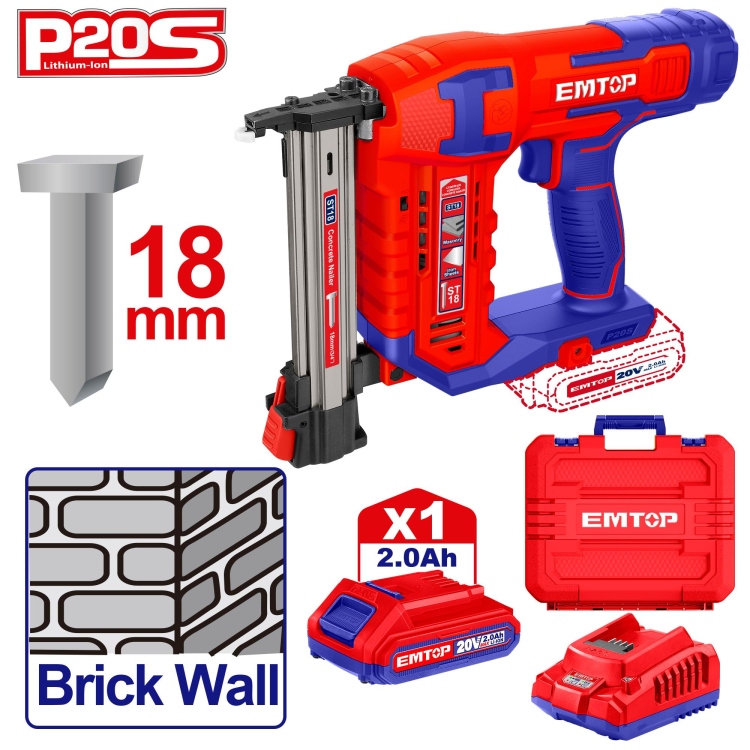 فرد مسمار للحجر  شحن 20V قياس (18 mm ) مع 1 بطاريه 2A و شاحن ELSTLI3808      SUPER