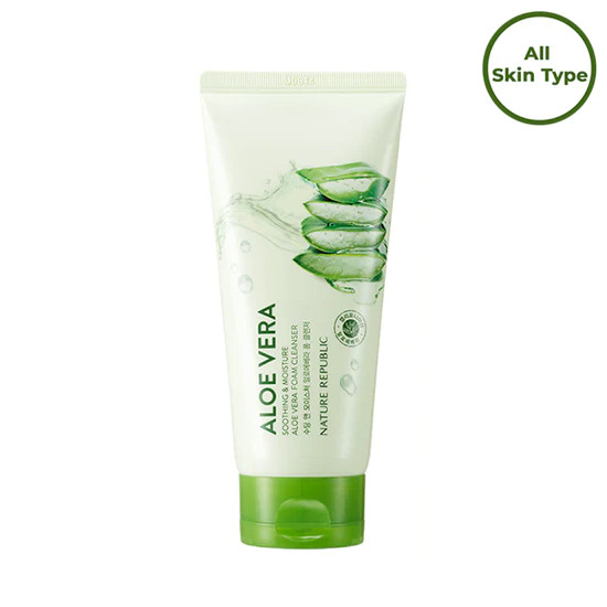 Nature Republic , Soothing & Moisture Aloe Vera Foam Cleanser - ناتشور ريبوبليك , غسول رغوي مهدئ ومرطب بالالوفيرا