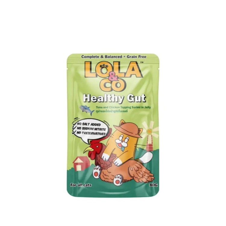 لولا آند كو طعام رطب للقطط – تونة ودجاج مع سوريمي في جيلي (لصحة الجهاز الهضمي)