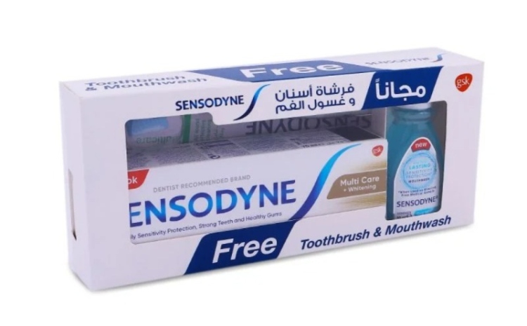 معجون اسنان سينسوداين مع فرشاة وغسول فم العرض