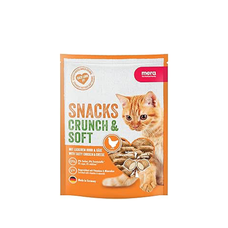 ميرا سناكس كرنشي وسوفت للقطط – دجاج وجبن