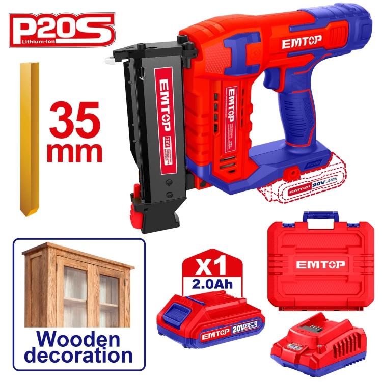 فرد مسمار للديكور الخشب  شحن 20V من(15-35 mm ) مع 1 بطاريه 2A و شاحن ELBNLI3606      SUPER