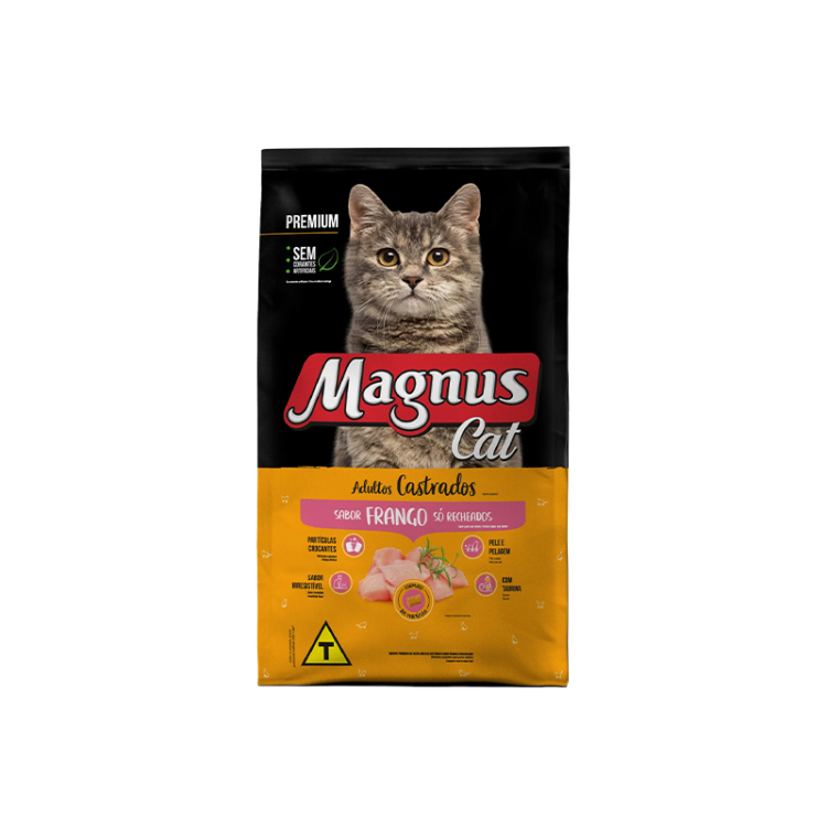 ماغنوس طعام جاف للقطط البالغة المعقمة بنكهة الدجاج المحشّى