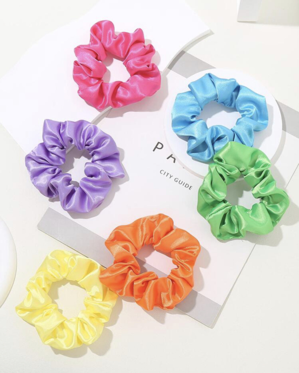 Satin scrunchies -  multicolor  بكل ساتان  - مجموعة  ملونة