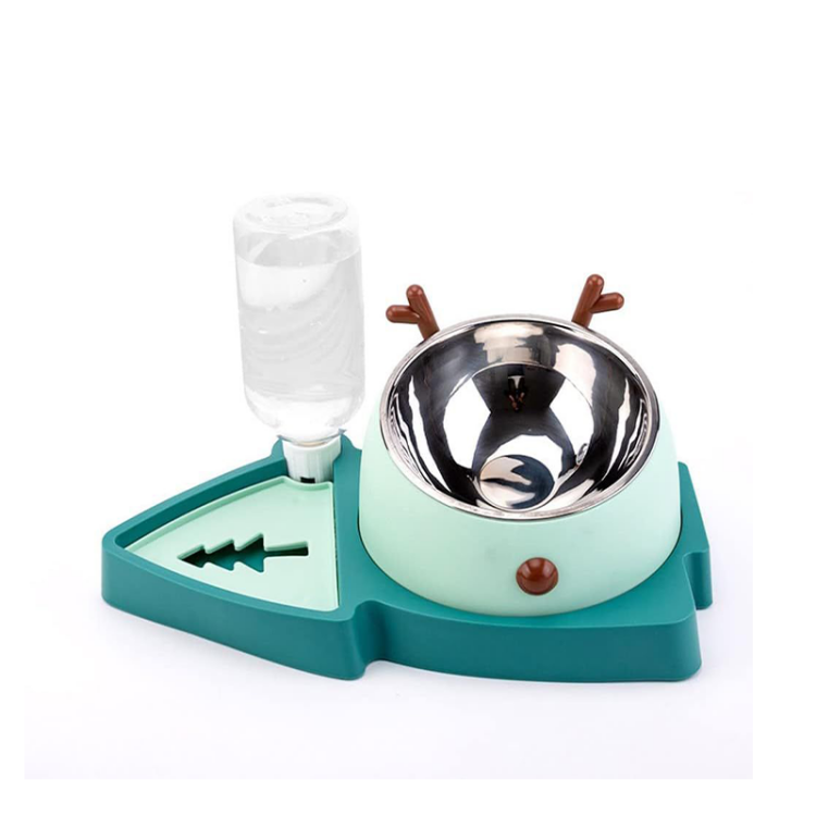 وعاء طعام وشراب للقطط بتصميم ظريف مع قارورة ماء أوتوماتيكية
