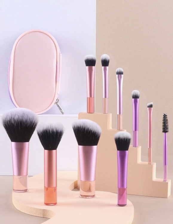 10pcs Mini Makeup Brushes With Mini Makeup Bag 