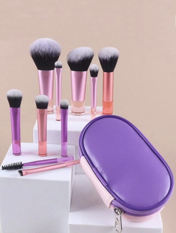 10pcs Mini Makeup Brushes With Mini Makeup Bag 