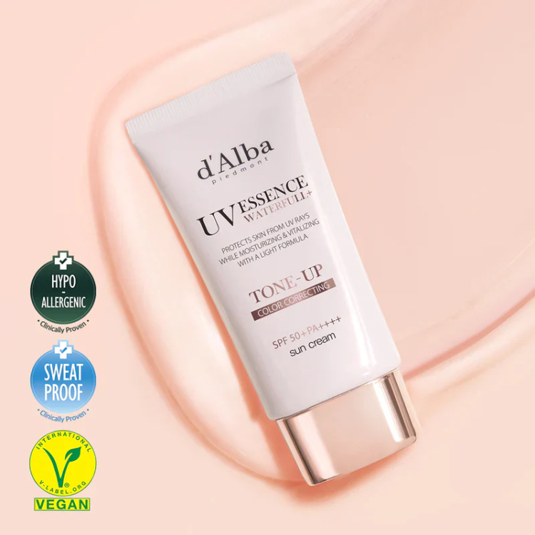 d’Alba UV Essence Waterful Tone-Up Pink Suncream  واقي شمس بديل للفاونديشن 