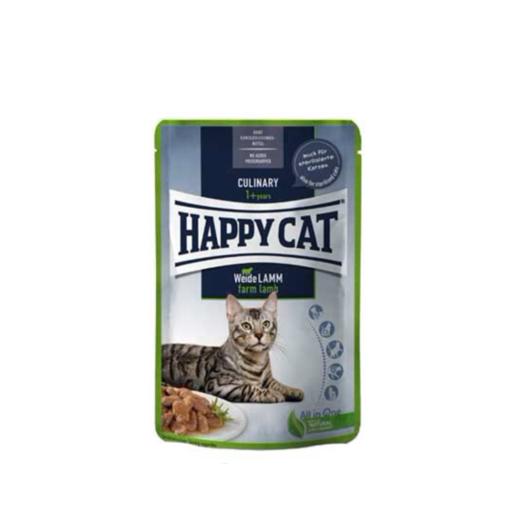 هابي كات – طعام رطب للقطط البالغة بنكهة لحم الخروف الريفي