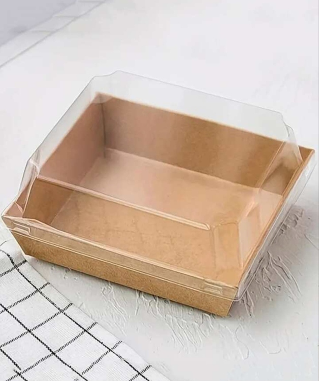 علبه كرتون مع غطاء شفاف 