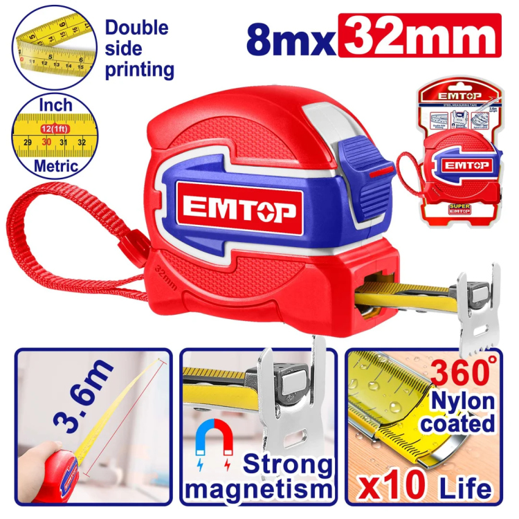 متر كوشوك عريض وجهين انش و متر  8 × 32  EMTP80832