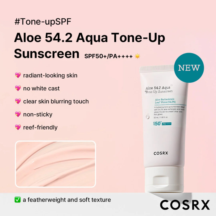 COSRX Aloe 54.2 Soothing Aqua Tone-Up Sunscreen SPF50+ PA++++