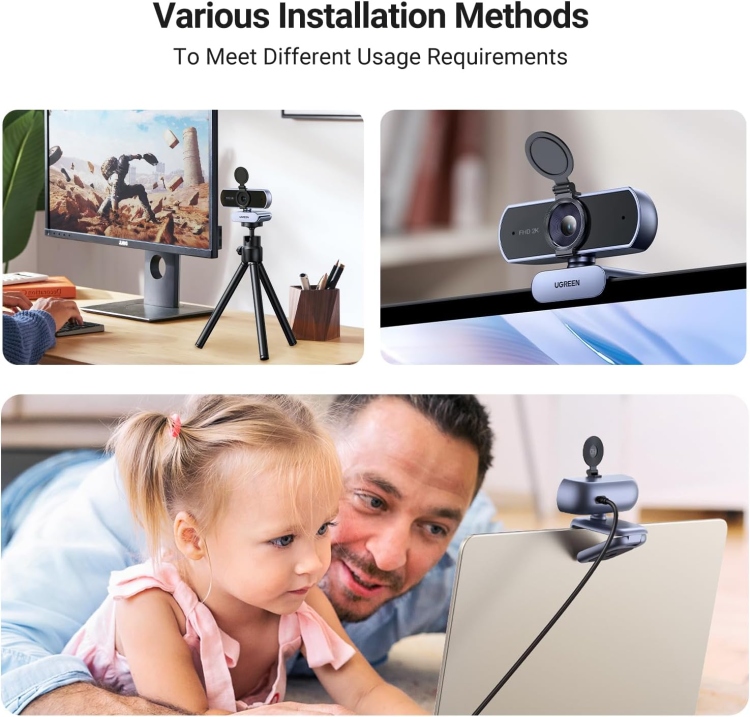  UGREEN 25442 USB 2K 30 FHD MIC NOISE LIGHT 360 DEGREE WEBCAM