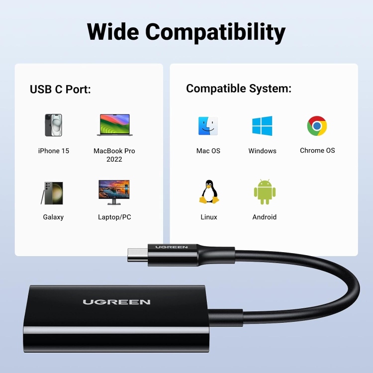  UGREEN 35622  2-IN-1 USB-C CARD READER
