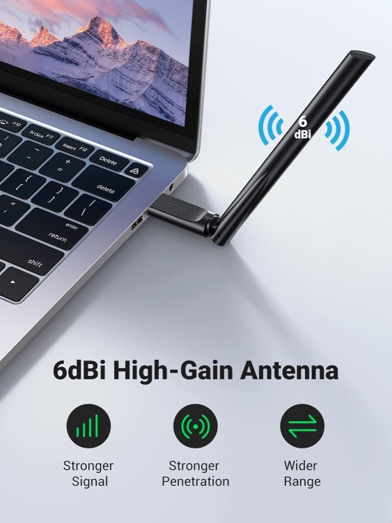  UGREEN 90339  AC650 HIGH-GAIN DUAL BAND WIRELESS USB ADAPTER