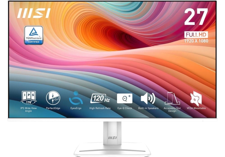 MSI PRO MP275W E2 27" IPS FULL HD 120HZ 1 MS EYE CARE -IN SPEAKERS  VGA & HDMI & DP - WHILE