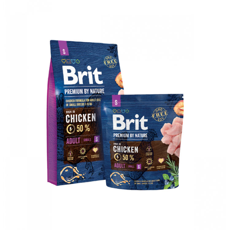 بريت بريميوم – طعام جاف بنكهة الدجاج للكلاب البالغة (سلالة صغيرة)