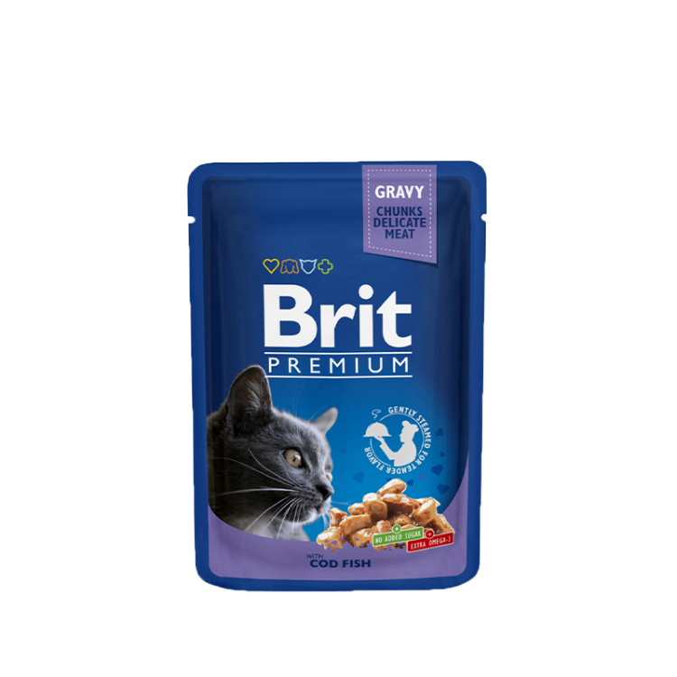 بريت بريميوم –  طعام رطب للقطط بنكهة سمك القد